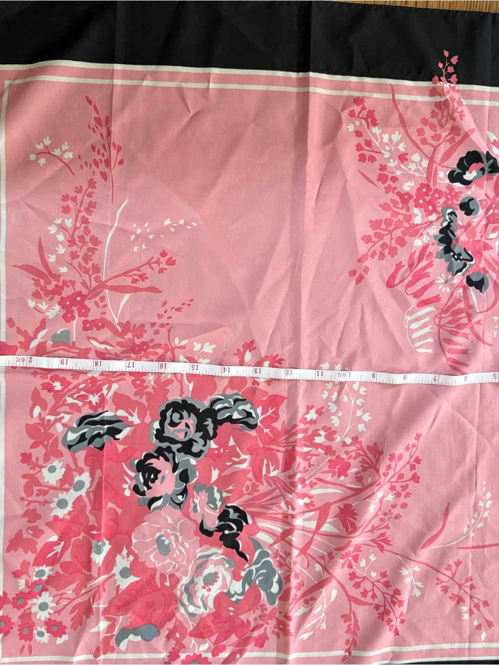 Marco Corsari Floral Pink Silk Scarf with Black Border - Picture 4 of 4